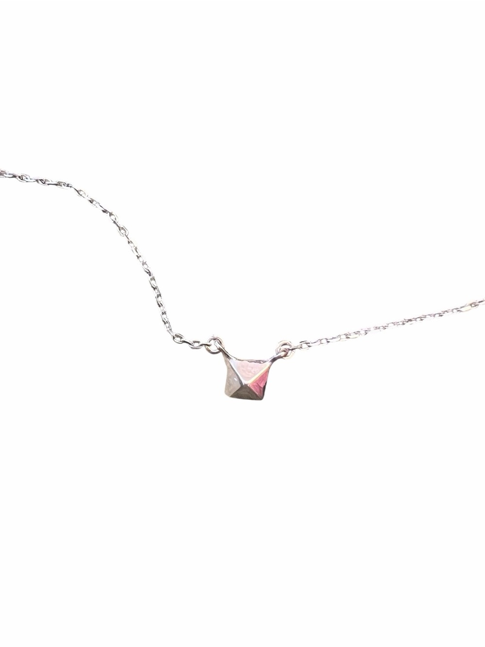 Minimal Silver Pyramid Pendant Necklace - Petite Geometric Accent
